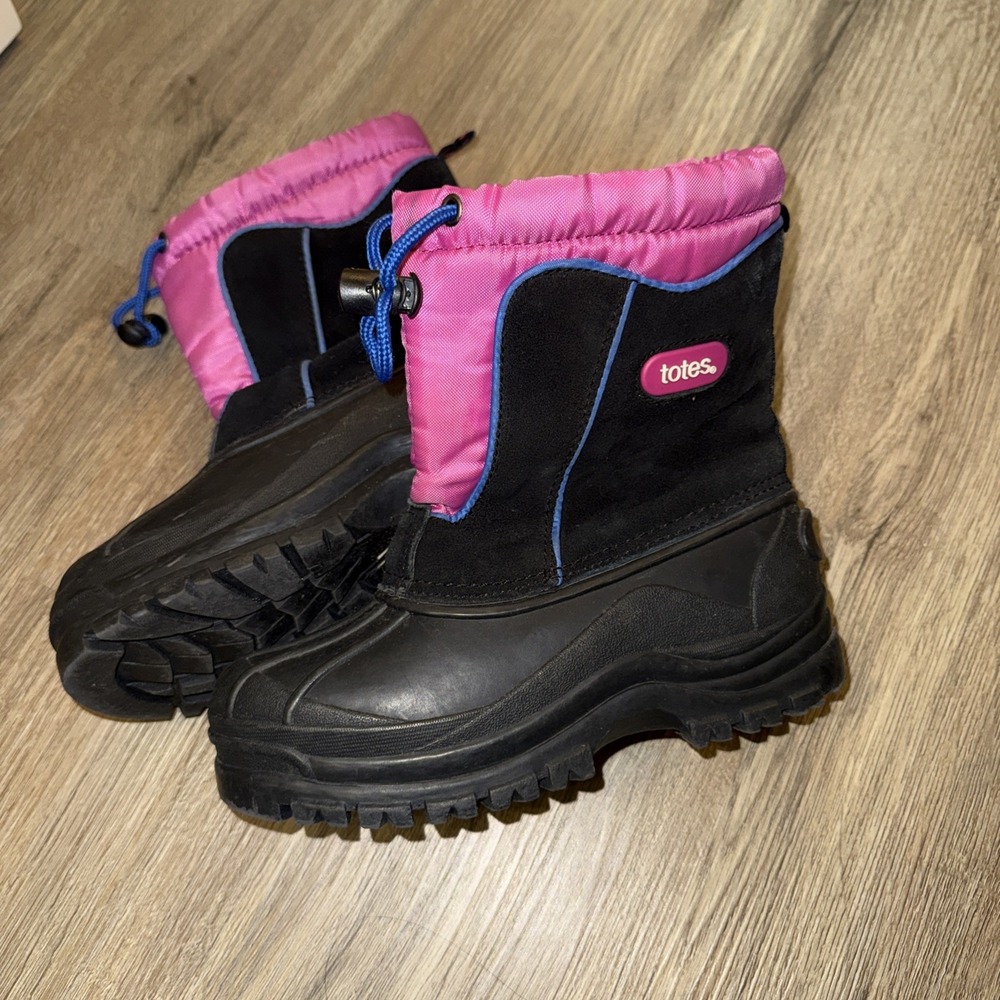 Totes Boots Girls Size 1 Pink Black & Blue‎